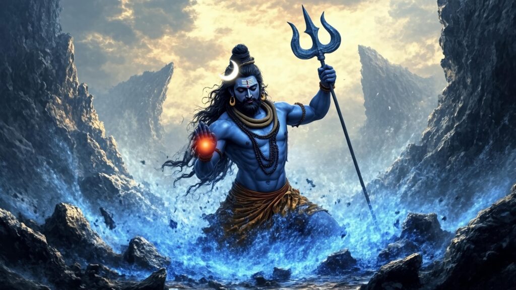 Lord Shiva, surrounded by a glowing aura
