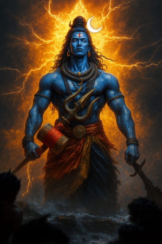 Lord Shiva in Fierce Divine Form with Trishul HD Images