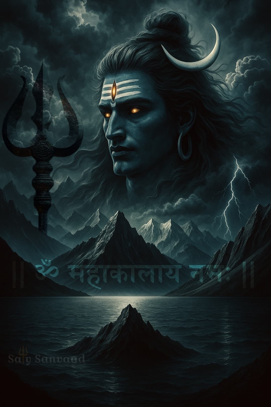 Mahakaal in Himalayan Storm | Lord Shiva Trishul Portrait – Sawan Special 25 Mahakaal in the Himalayas – Sawan Special Wallpaper