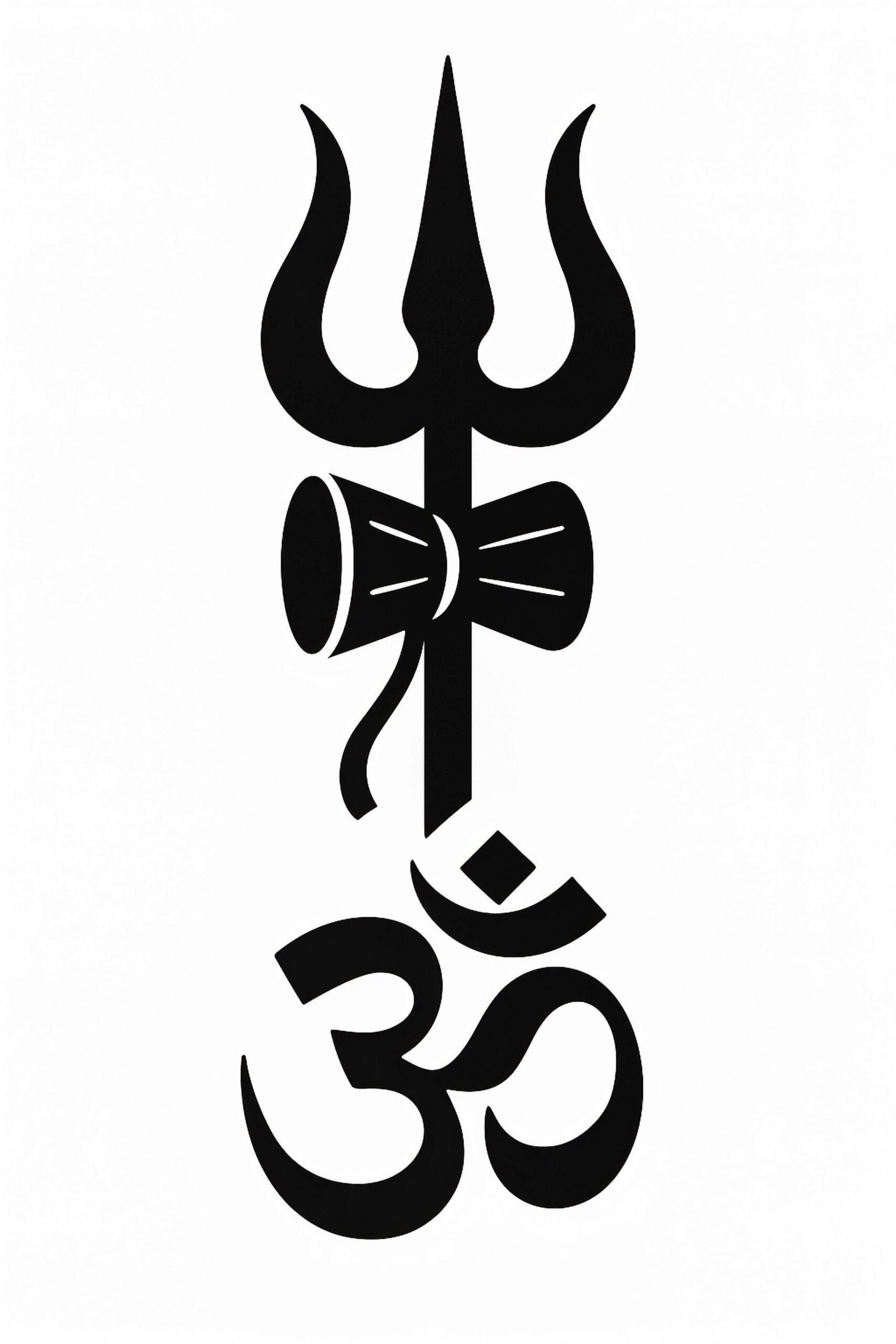 Shiva Symbol Wallpaper – Trishul, Damru & Om in Black & White (4K) 25 Shiva Symbol png