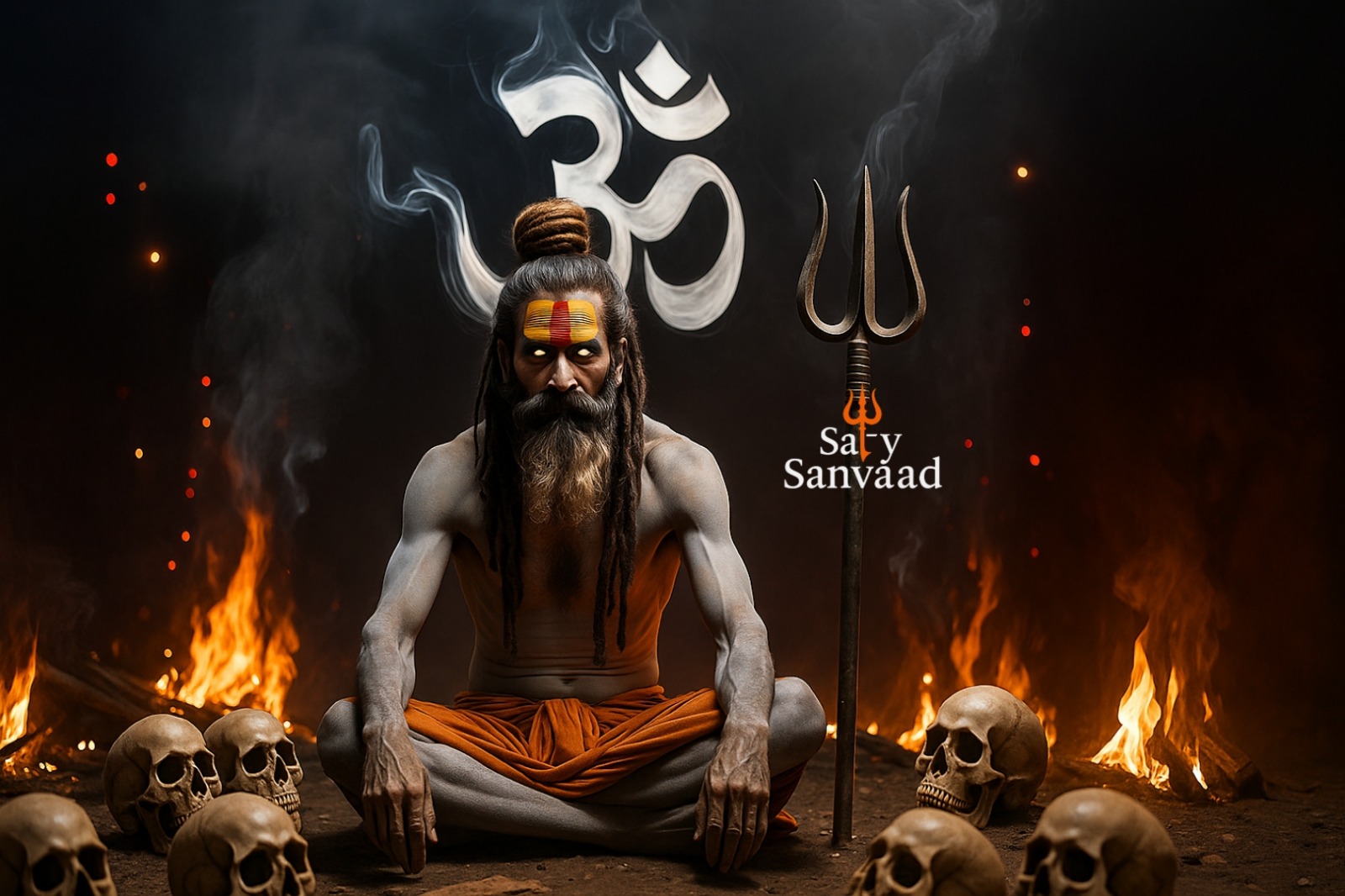 Aghori Sadhu in Fire Meditation – Dark Spiritual Poster 1 Aghori Sadhu in Fire Meditation