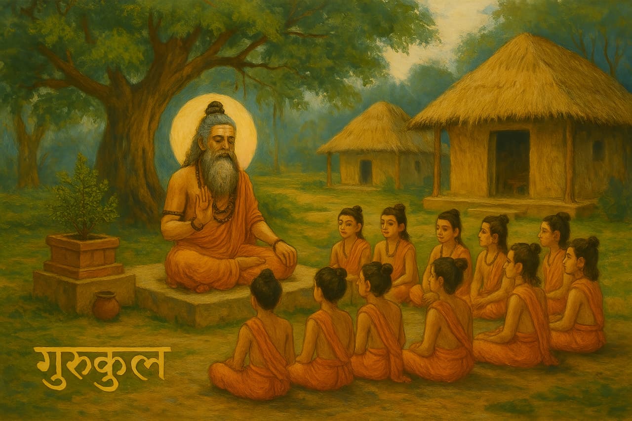 Ancient Indian Gurukul System Vedic Education and Spiritual Learning Digital Art